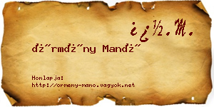 Örmény Manó névjegykártya